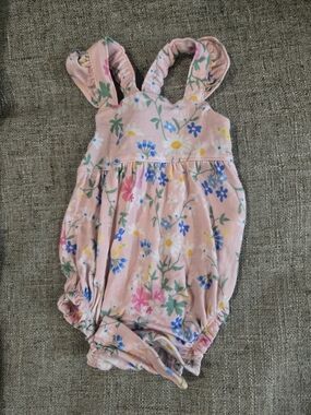 Posh Peanut Floral Wildflower Ruffle Strap Bubble Romper | 0-3M